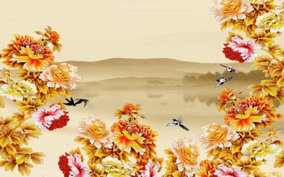 File gốc Tải Tranh dán tường hoa nổi 3D cao cấp #21 (in lụa) trang trí tường