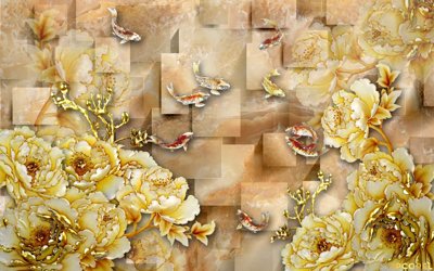 Tải file Tải Tranh dán tường hoa nổi 3D cao cấp #9 (gốc) làm file tranh quảng cáo