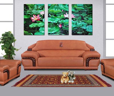 File gốc Tải tranh bộ ghép 3 tấm đầm hoa sen #132 (bản quyền) cho in ấn