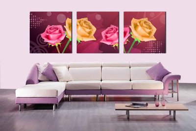 File gốc Tải tranh bộ ghép 3 tấm những bông hoa #108 (phong cách) châu Âu