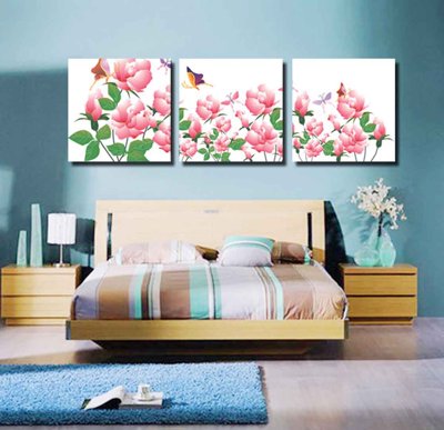 File gốc in mica Tải tranh bộ ghép 3 tấm những bông hoa #111 chất lượng