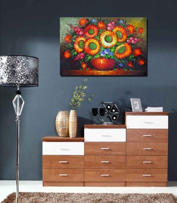 File tranh Tải tranh bộ ghép 3 tấm những bông hoa #128 (ảnh gốc) in trần 3D