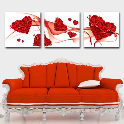 File gốc Tải tranh bộ ghép 3 tấm những bông hoa #148 (in lụa) tranh phong thủy