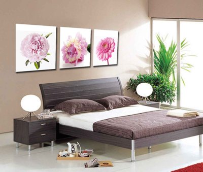 File gốc Tải tranh bộ ghép 3 tấm những bông hoa #154 (in lụa) họa tiết 3D