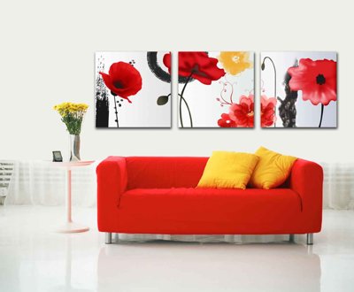 File ảnh Tải tranh bộ ghép 3 tấm những bông hoa #188 (gốc) cho trang trí nội thất