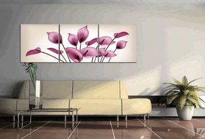 Download file gốc Tải tranh bộ ghép 3 tấm những bông hoa #192 (in mica) 3D