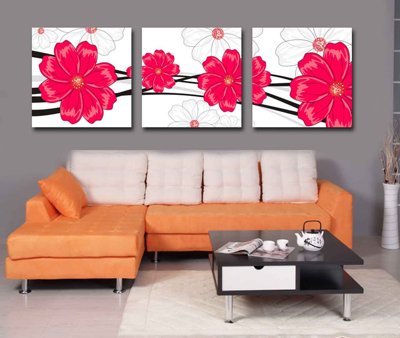 Tải file Tải tranh bộ ghép 3 tấm những bông hoa #62 (gốc) làm tranh treo tường