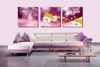 Tải file Tải tranh bộ ghép 3 tấm những bông hoa #80 (gốc) in tranh tráng gương