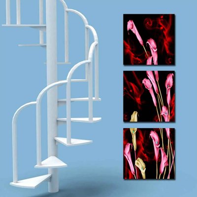 File tranh ảnh gốc Tải tranh bộ ghép 3 tấm những bông hoa #99 dùng cho in khổ lớn