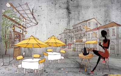 File tranh ảnh gốc Tải tranh trang trí quán ăn cafe & karaoke dùng cho in khổ lớn