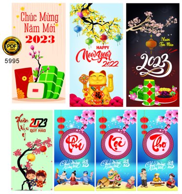 Download file gốc Tổng hợp bao lì xì Happy new Year 2023 file corel (in mica) trong suốt