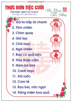 File gốc Tổng hợp thực đơn tiệc cưới file coreldraw (PNG) trong suốt (transparent)