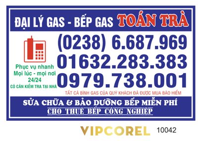 File tranh PSD Tem decal đại lý Gas - bếp gas Toán Trà file corel chất lượng cao