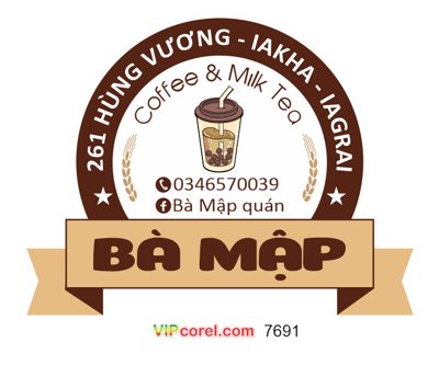 File in mica Tem nhãn Bà Mập - coffee & milk tea file vector corel (bản gốc) sắc sảo