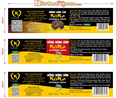 File gốc Tem nhãn Hồng Đảng Sâm - Nấm Linh Chi file CDR (in mica) làm quà tặng