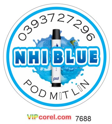 Tải file gốc Tem nhãn NHI BULE - pod một lần - thuốc lá điện tử (in không vỡ ảnh)