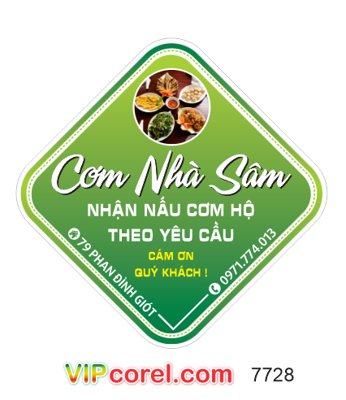 File tranh Tem nhãn Nhận nấu cơm hộ theo yêu cầu file corel (bản gốc) in lụa dán tường