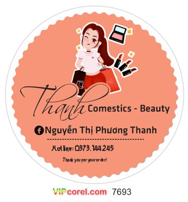 File in ấn Tem nhãn Thanh comestics beauty filecorel (bản gốc) chất lượng cao