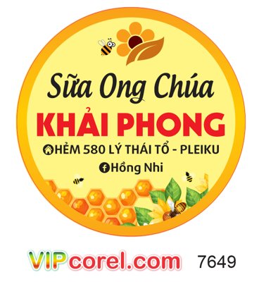 File PSD Tem nhãn sữa ong chúa Khải Phong file corel (gốc) nhiều lớp (multi-layer)