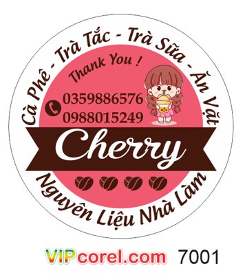File gốc Tem nhãn thương hiệu cà phê Cherry file vector corel (AI/EPS) cho in ấn