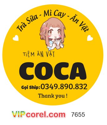 File gốc Tem nhãn tiệm ăn vặt CoCa - trà sữa - mỳ cay - ăn vặt (cho in ấn) từ kho Filetranh