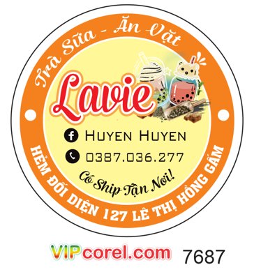 File gốc Tem nhãn trà sữa - ăn vặt Lavie Huyền Huyền file corel (trang trí) cho phòng khách