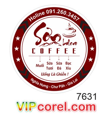File tranh in trần Tem nhãn tròn Sơn Bolero - coffee uống là ghiền (ảnh gốc siêu nét)