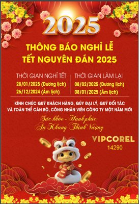 File gốc Thông báo lịch nghỉ lễ tết nguyên đán 2025 file corel (in mica) làm quà tặng