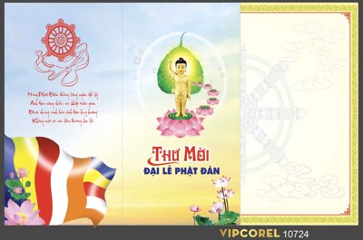 File gốc Thư mời đại lễ phật đản 2024 vector (phong cách) tối giản