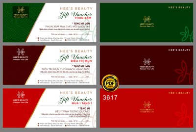 File gốc Thẻ Gift Voucher phun xăm Hee's Beauty file corel (phong cách) tối giản
