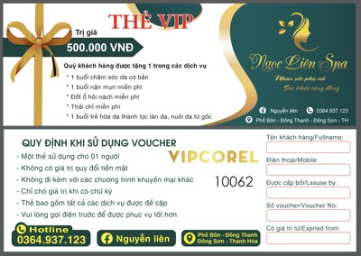 Tải file Thẻ VIP voucher Ngọc Liên Spa file coreldraw (gốc) làm file thiết kế