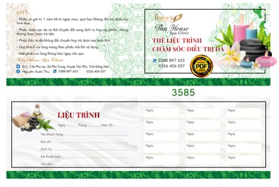 Tải file gốc Thẻ liệu trình chăm sóc điều trị da thu House Spa clinic (để in lụa)