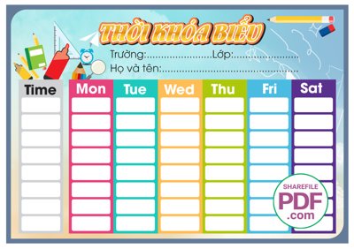 File gốc Thời khóa biểu trường học #1 file PDF & CDR (in lụa) cao cấp