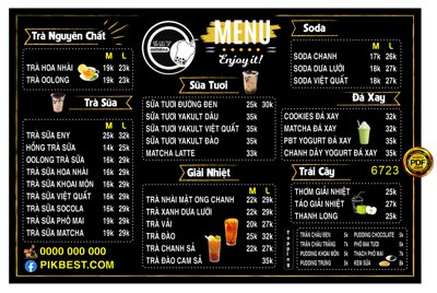 Tải file Thiết kế menu Trà Nguyên chất - đồ uống trái cây file corel (gốc) in ấn ngay lập tức