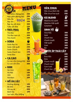 File tranh in tráng gương Thiết kế menu quán cà phê 2023 file corel (siêu nét)