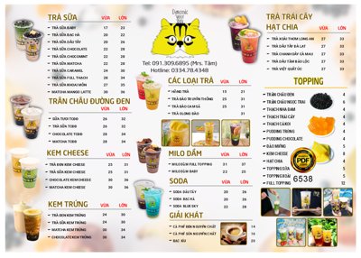 File tranh Thiết kế menu quán trà sữa - menu milk tea vector (gốc) in vải canvas