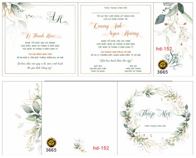 File tranh Thiệp Cưới Quang Anh và Ngọc Hường mã phôi thiệp HD152 (ảnh gốc) sắc nét hoàn hảo