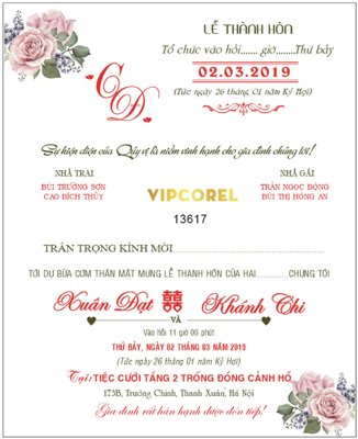 Download file Thiệp cưới Lễ Thành Hôn Xuân Đạt và Khánh Chi (chất lượng in ấn)