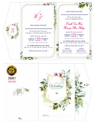 File gốc Thiệp cưới Văn Hào Hoàng Thu Thủy mã thiệp HD136 (bản quyền) cho in ấn