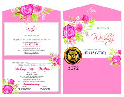 Chi tiết file tranh tráng gương Thiệp cưới Văn Long và Thu Hiền mã HD145 (VT07) (ảnh gốc)