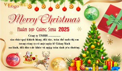 File gốc Thiệp chúc mừng nhân dịp Giáng Sinh 2025 corel (in lụa) trang trí tường