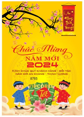 Tải file Thiệp chúc tết năm mới xuân Giáp Thìn 2024 #2 (gốc) chủ đề hoa sen