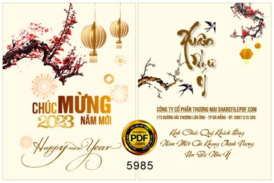 Tải file Thiệp chúc tết xuân Quý Mão 2023 #7 file corel (gốc) chủ đề hoa sen