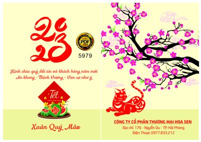 File tranh Thiệp chúc tết xuân Quý Mão 2023 file corel (gốc) phong cách tối giản