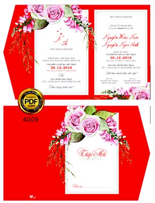 File gốc Thiệp mời Hoài Nam và Ngọc Anh mã HD108 file corel (cho in ấn) độc quyền