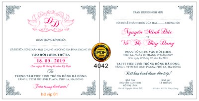 File tranh gốc Thiệp mời Minh Đức và Thùy Dung mã HD VIP 01 file corel (bản quyền) độc đáo