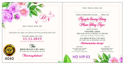File ảnh Thiệp mời Quang Dũng và Hồng Ngọc Mã HD VIP 03 file corel (gốc) in standee