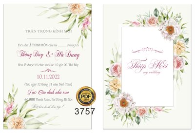 Ảnh gốc Thiệp mời Thông Duy và Hà Dung #10 file corel (nét căng) in mica