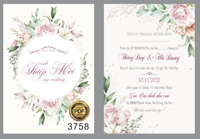 File gốc in ấn Thiệp mời Thông Duy và Hà Dung #11 file corel độ phân giải cao