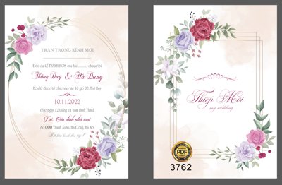 File gốc Thiệp mời Thông Duy và Hà Dung #15 file corel (in tráng gương) sang trọng